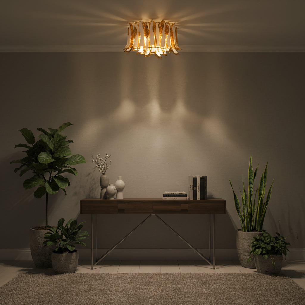 Manorcove Murano Chandelier – 64 petals – Caramel
