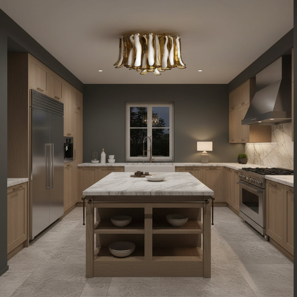 Manorcove Murano Chandelier – 64 petals – Caramel