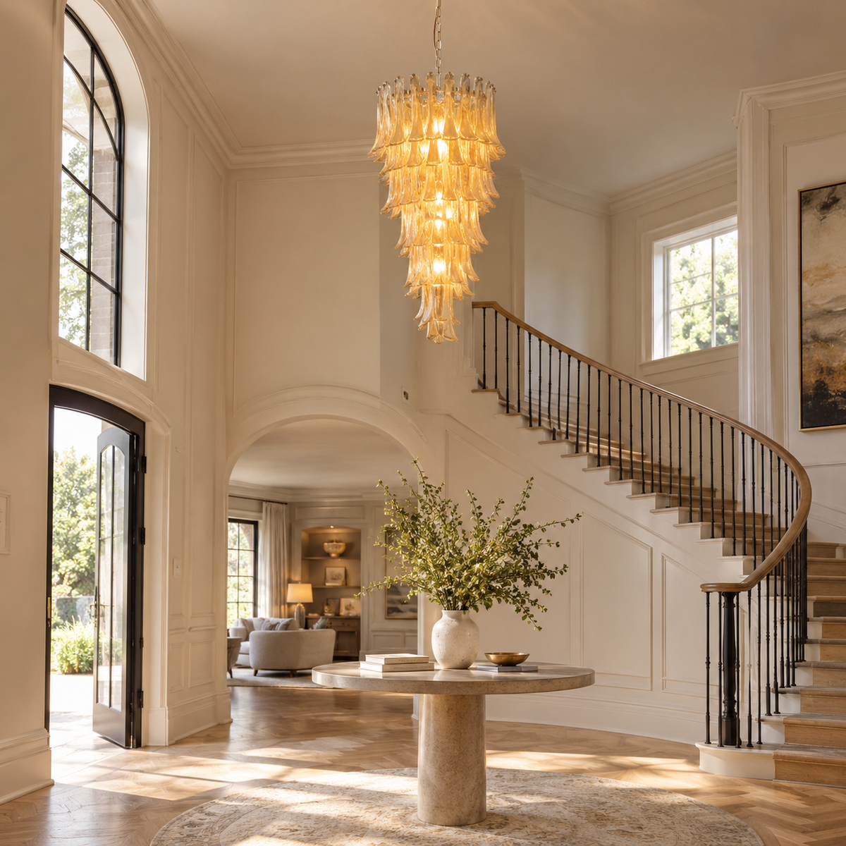 Manorcove Murano Chandelier – 83 petals – Caramel
