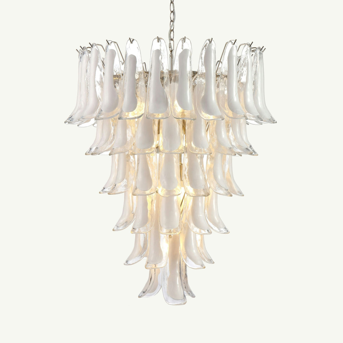 Manorcove Murano White Handblown Glass Chandelier