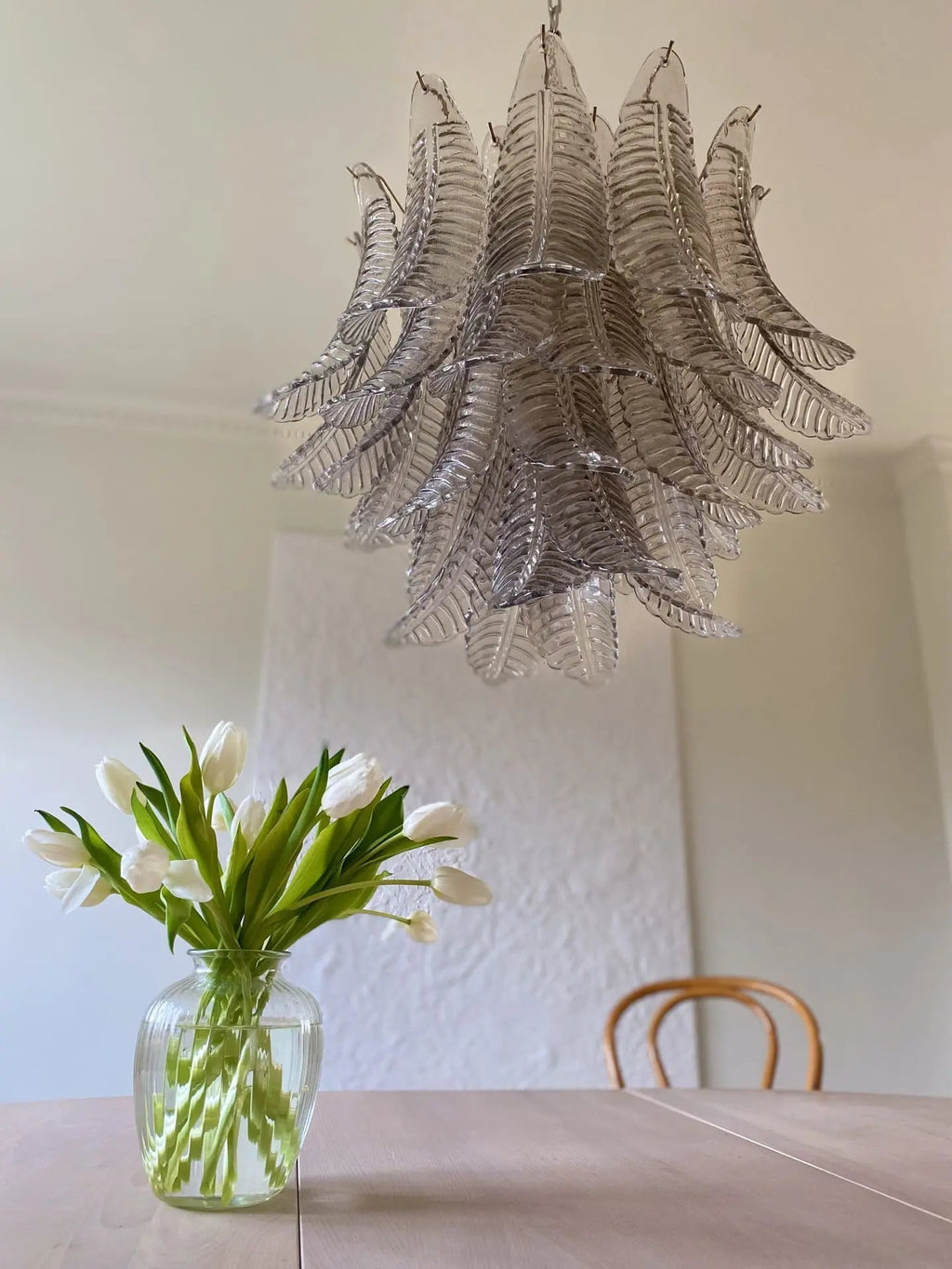 Murano Glass Leaf Chandelier - 36 Glass Leaves – Smoked