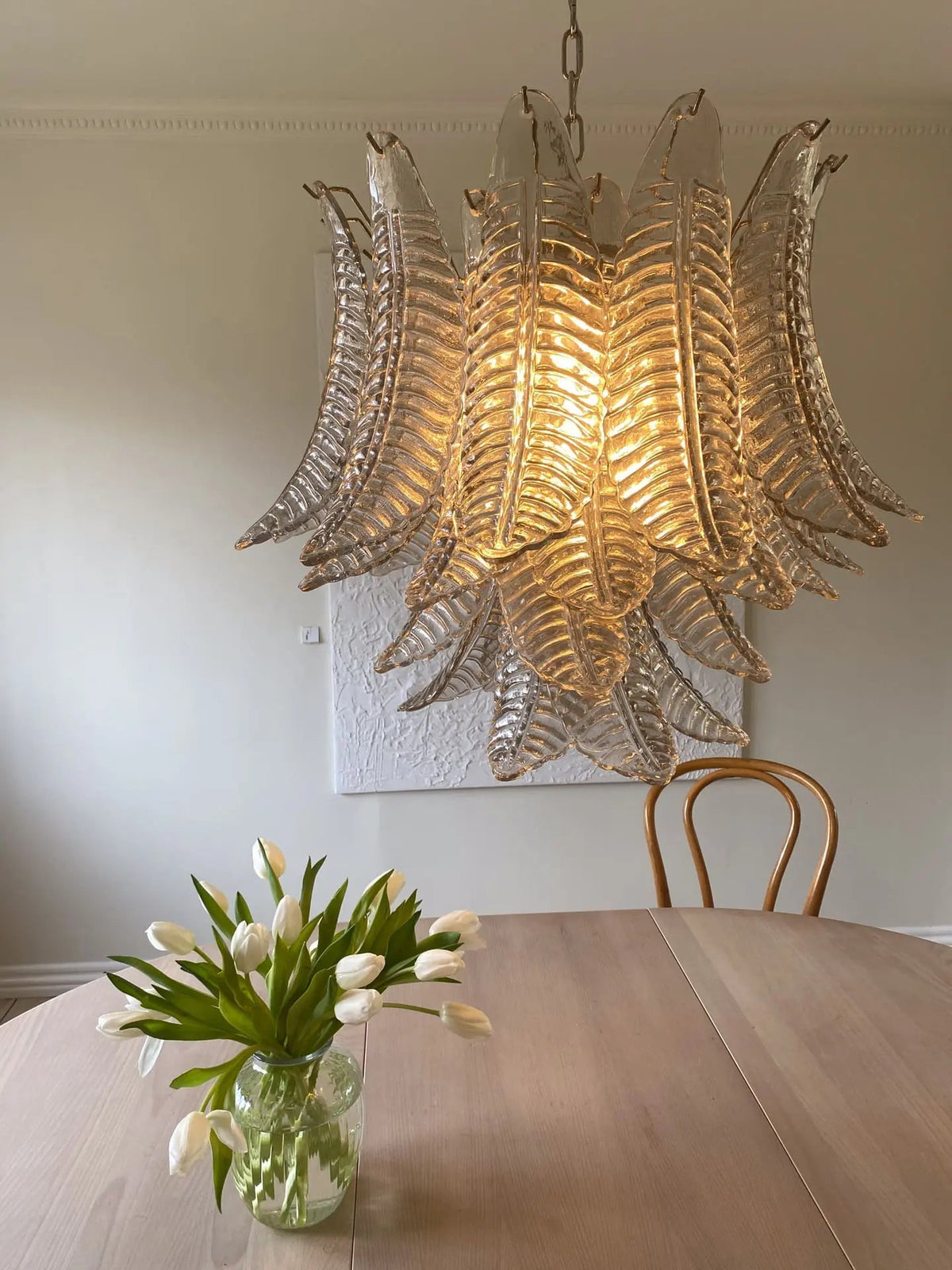 Murano Glass Leaf Chandelier - 36 Glass Leaves – Smoked