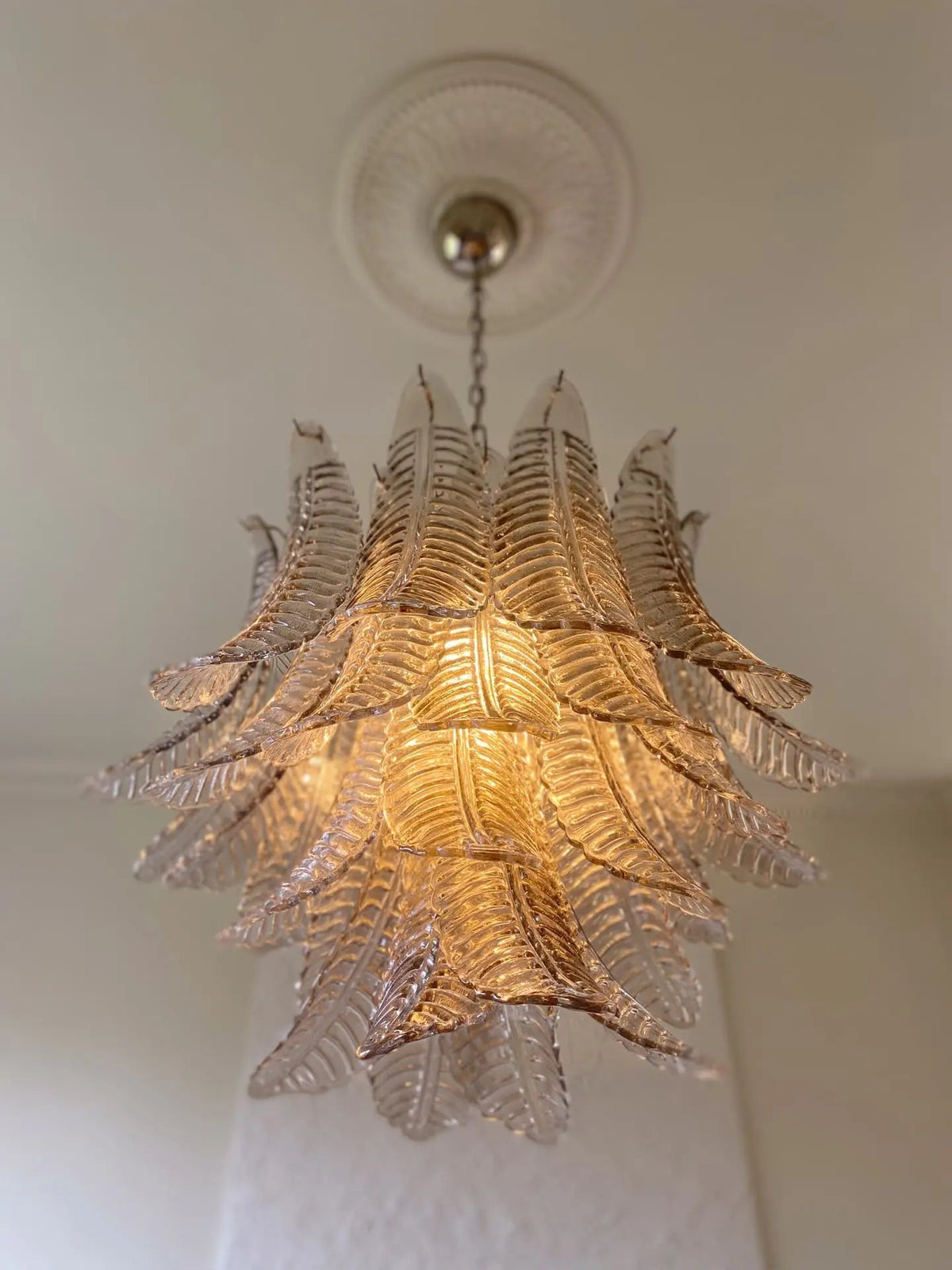 Murano Glass Leaf Chandelier - 36 Glass Leaves – Smoked