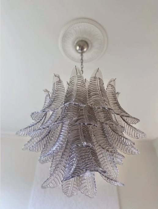 Murano Glass Leaf Chandelier - 36 Glass Leaves – Smoked
