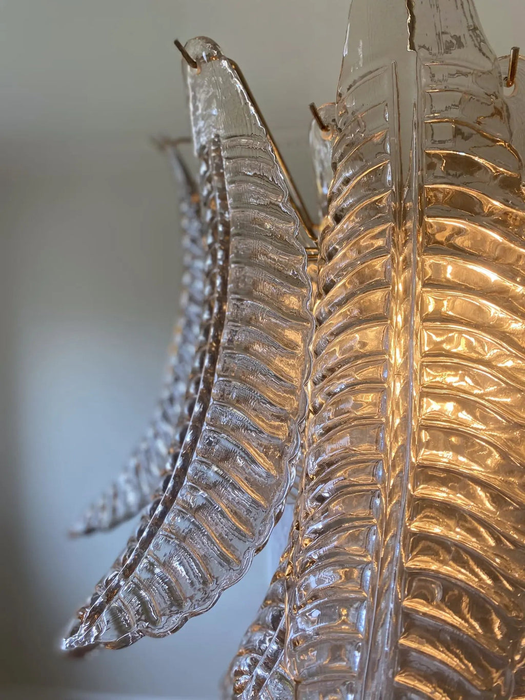 Murano Glass Leaf Chandelier - 36 Glass Leaves – Smoked