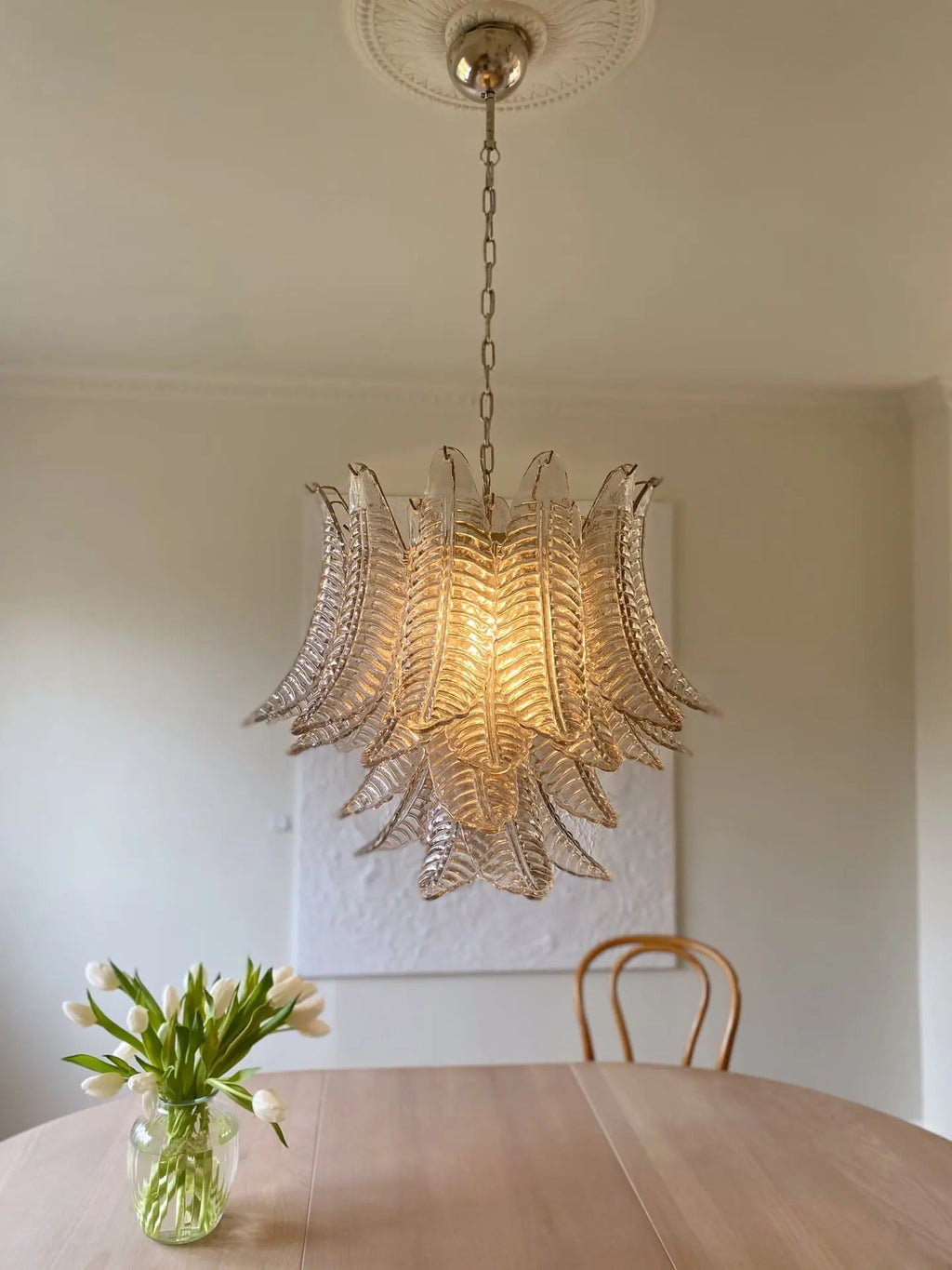 Murano Glass Leaf Chandelier - 36 Glass Leaves – Smoked
