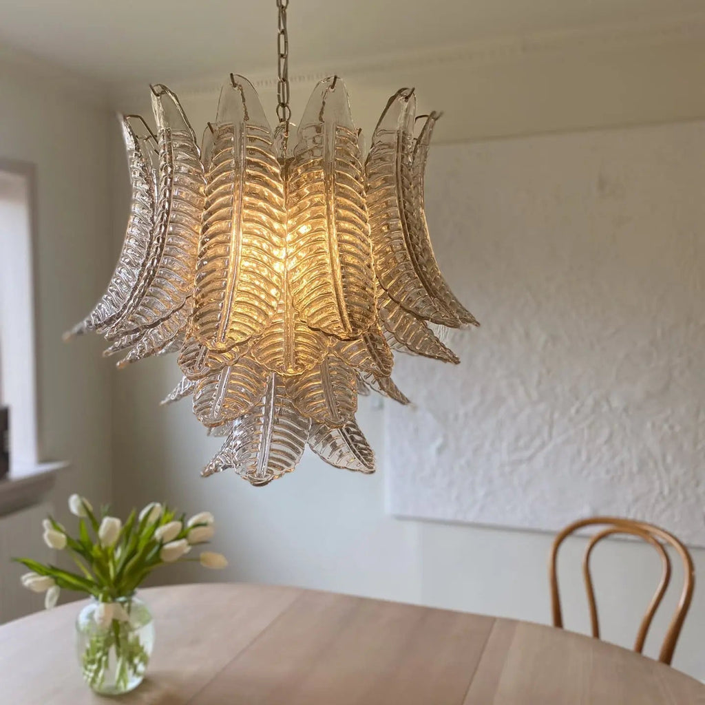 Murano Glass Leaf Chandelier - 36 Glass Leaves – Smoked