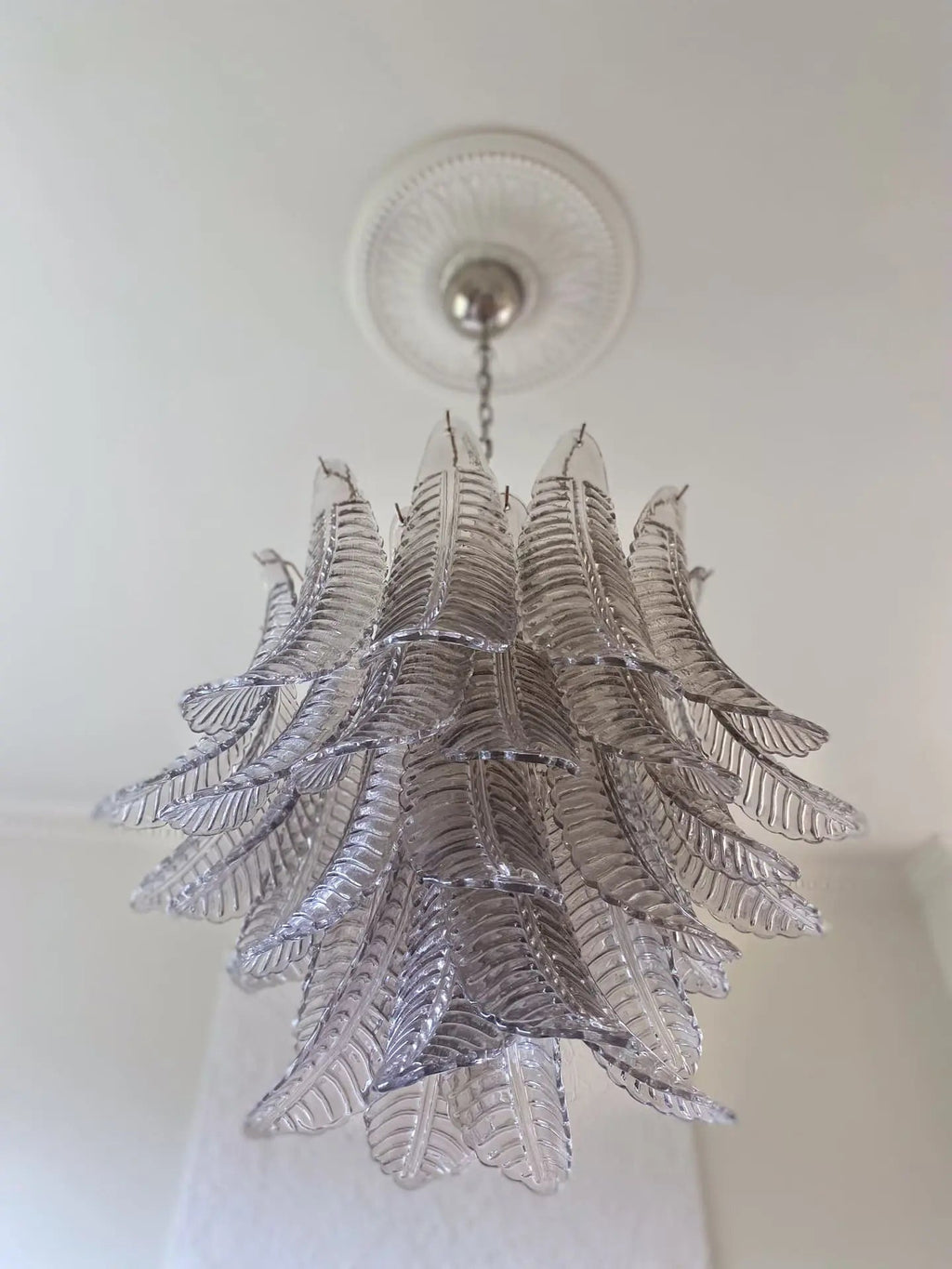 Murano Glass Leaf Chandelier - 36 Glass Leaves – Smoked