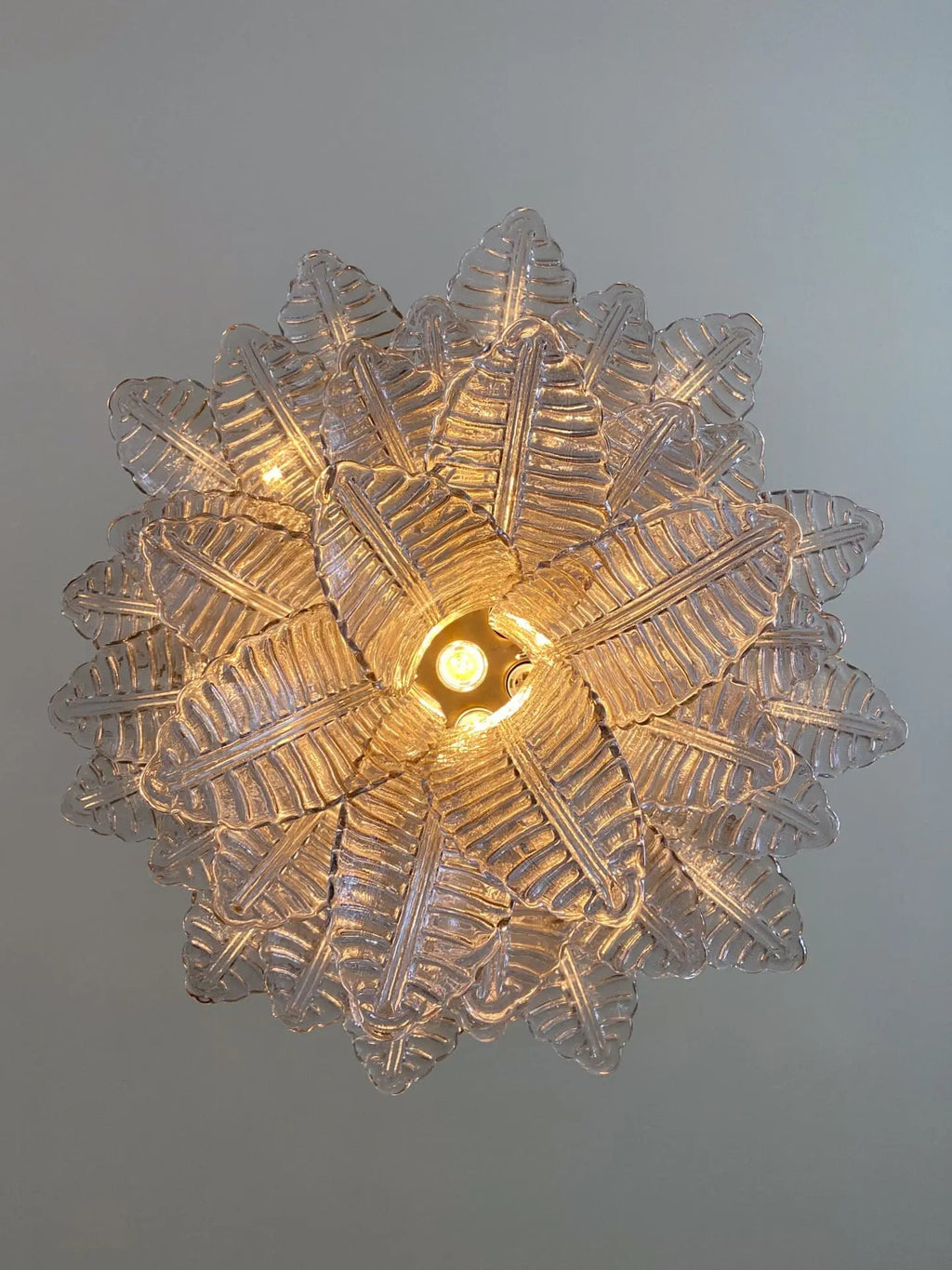 Murano Glass Leaf Chandelier - 36 Glass Leaves – Smoked