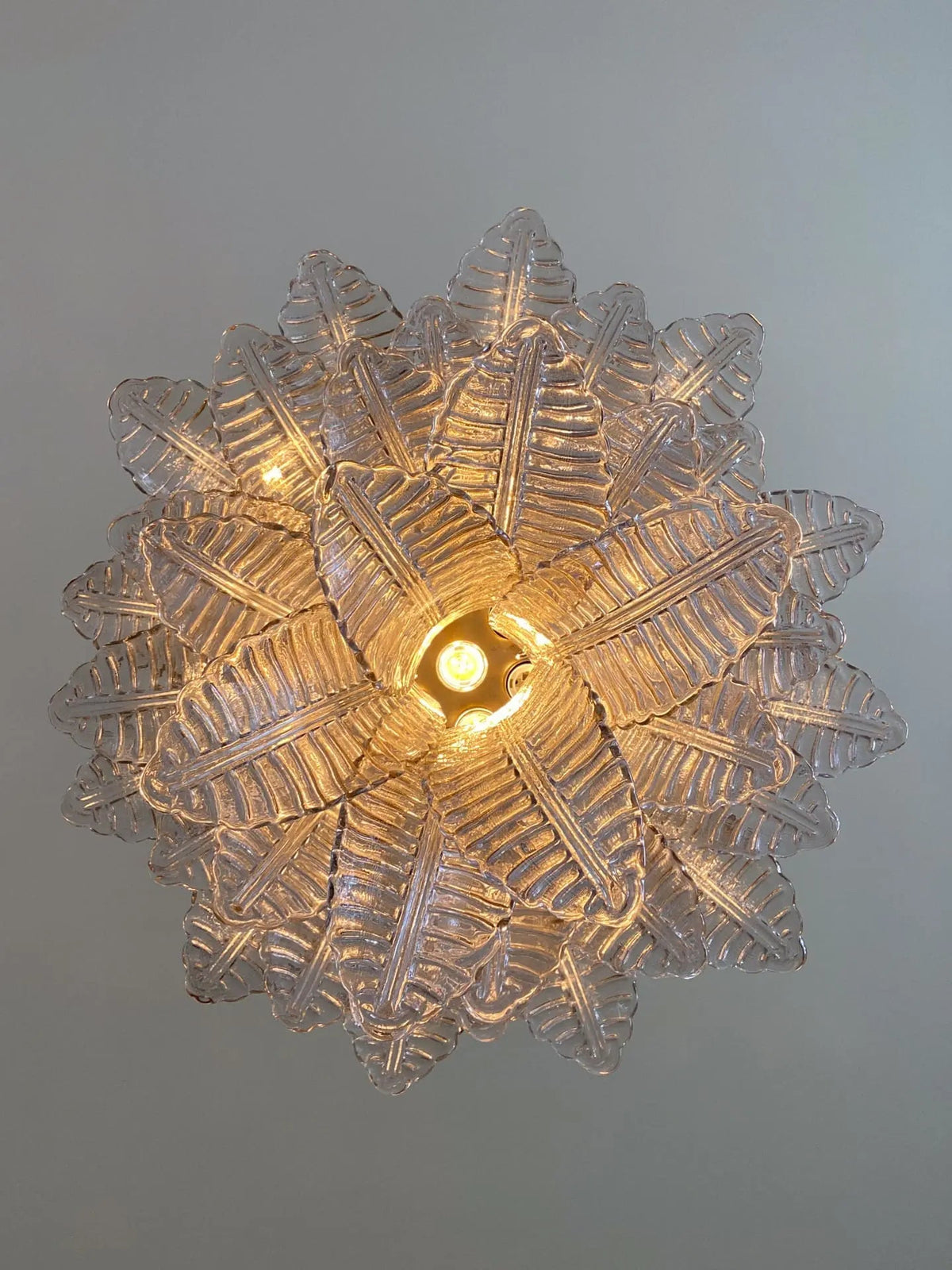 Murano Glass Leaf Chandelier - 36 Glass Leaves – Smoked