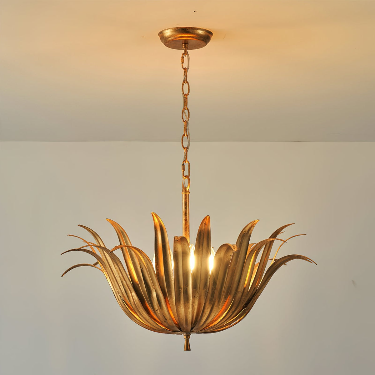 Myra Palm Leaf & Brass Pendant