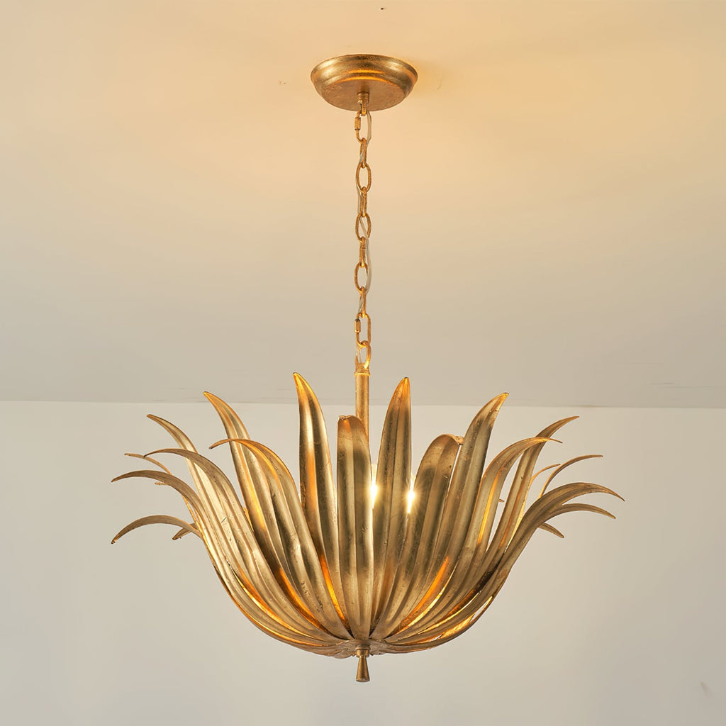 Myra Palm Leaf & Brass Pendant