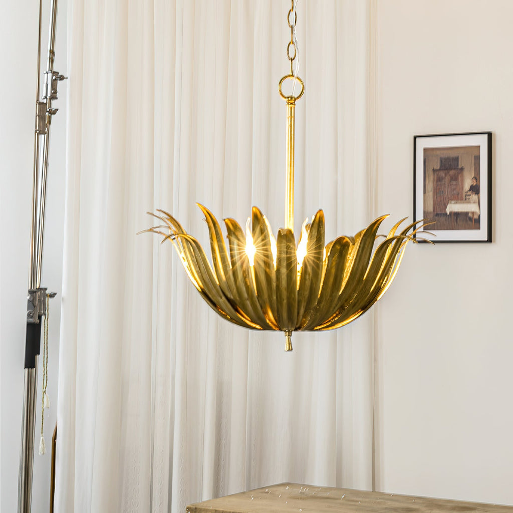 Myra Palm Leaf & Brass Pendant