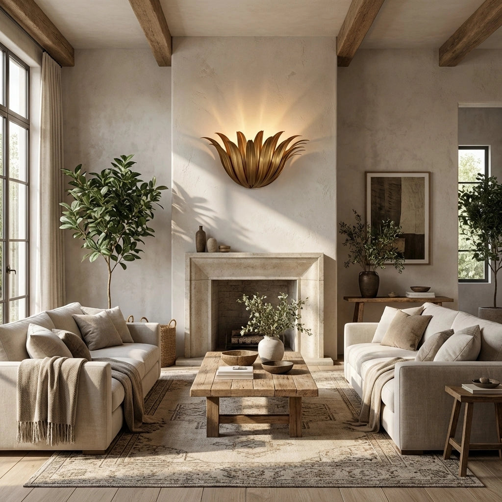 Myra Palm Leaf & Brass Sconce