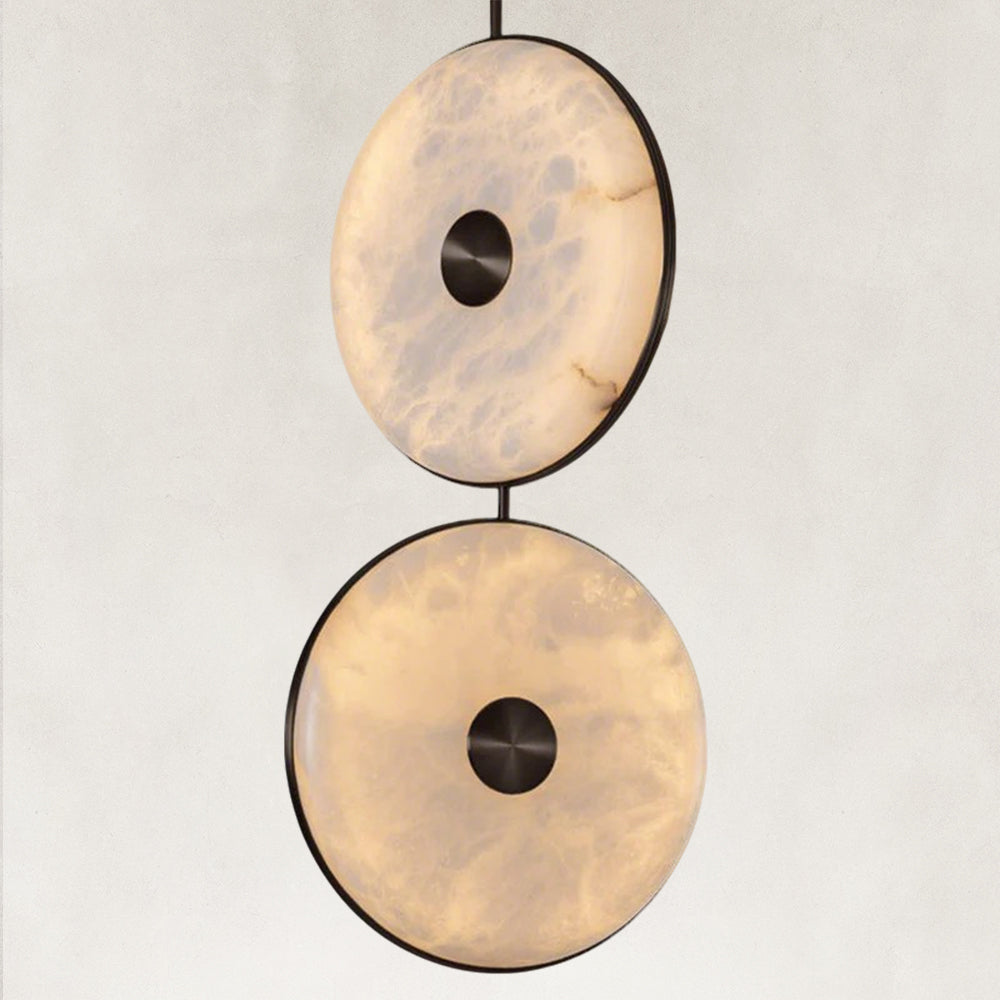Nebula Natural Alabaster Disc Triple Pendant Light 14"D