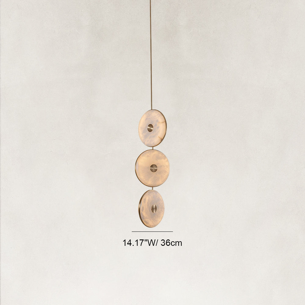 Nebula Natural Alabaster Disc Triple Pendant Light 14"D