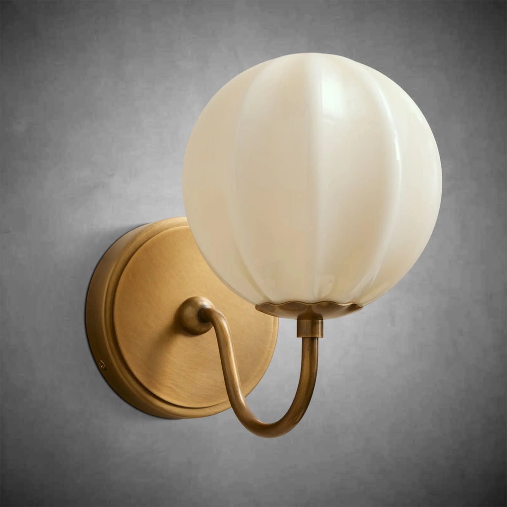 Nelly Gooseneck Ribbed Opal Glass Wall Sconce