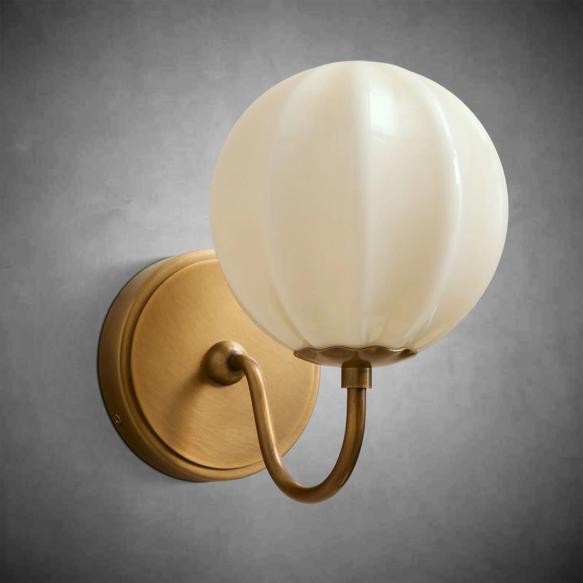 Nelly Gooseneck Ribbed Opal Glass Wall Sconce