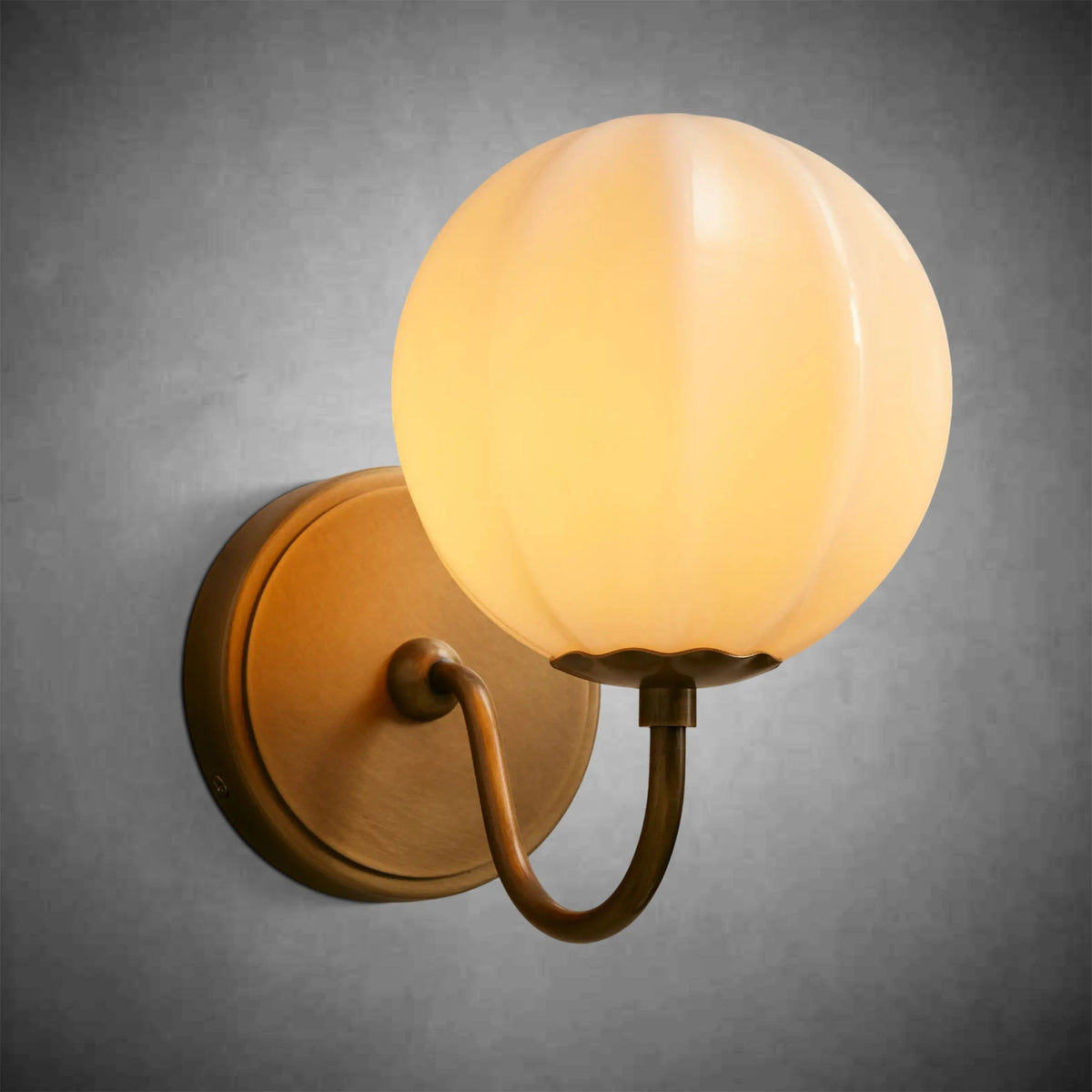 Nelly Gooseneck Ribbed Opal Glass Wall Sconce