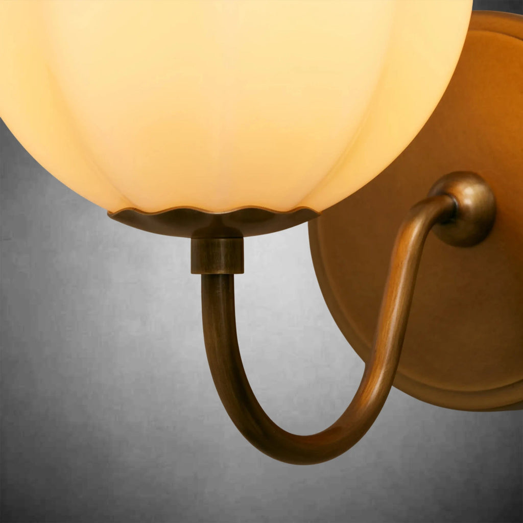 Nelly Gooseneck Ribbed Opal Glass Wall Sconce