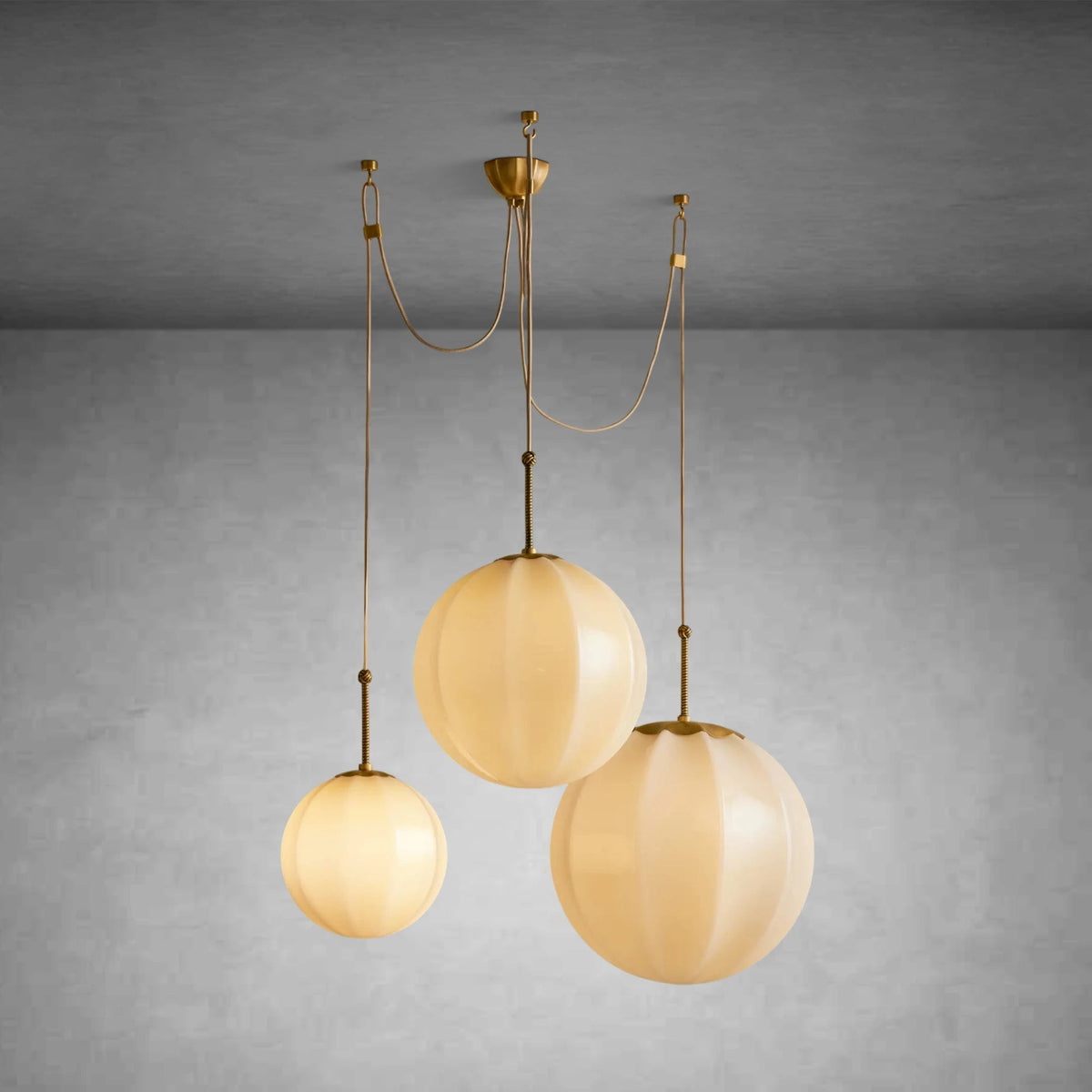 Nelly Multi-Globe Ribbed Opal Glass Chandelier