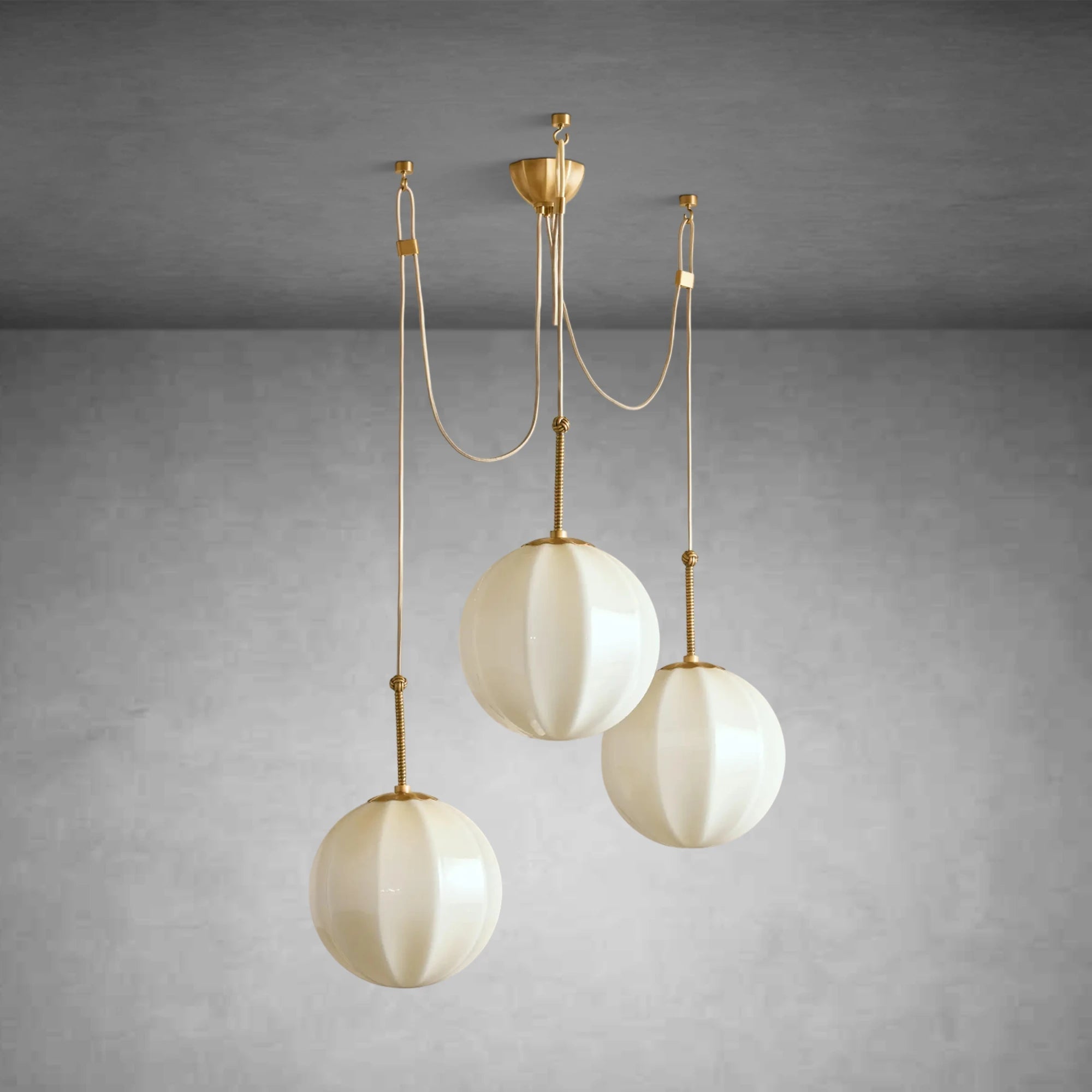 Nelly Multi-Globe Ribbed Opal Glass Chandelier