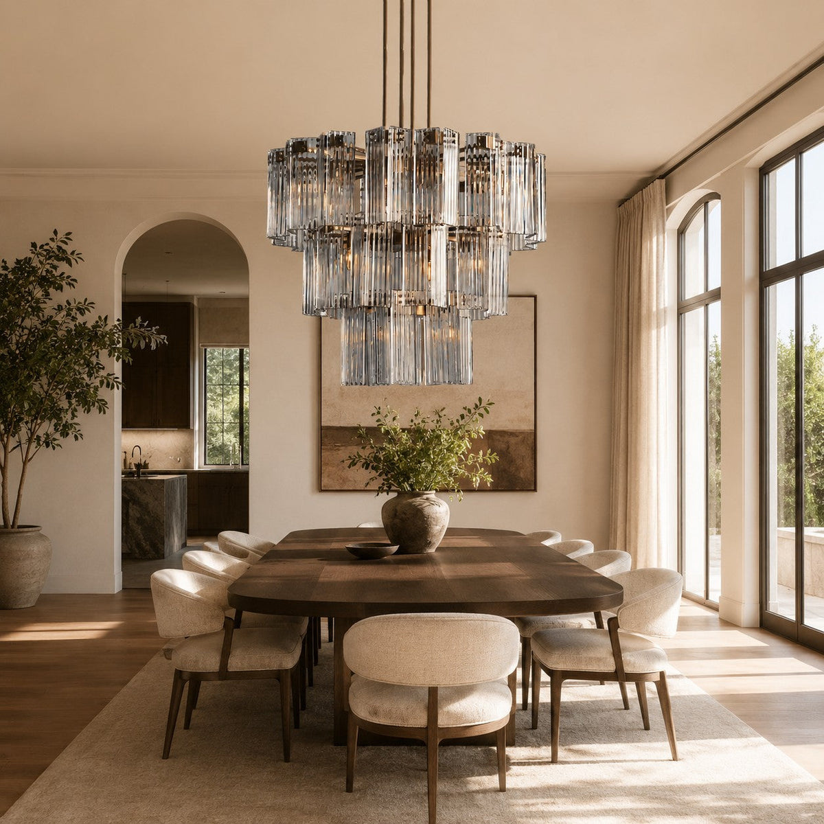 Norris Art Glass Round Chandelier 38"