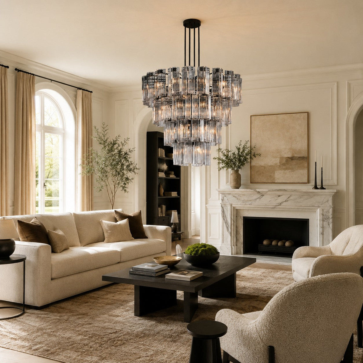 Norris Art Glass Round Chandelier 48"