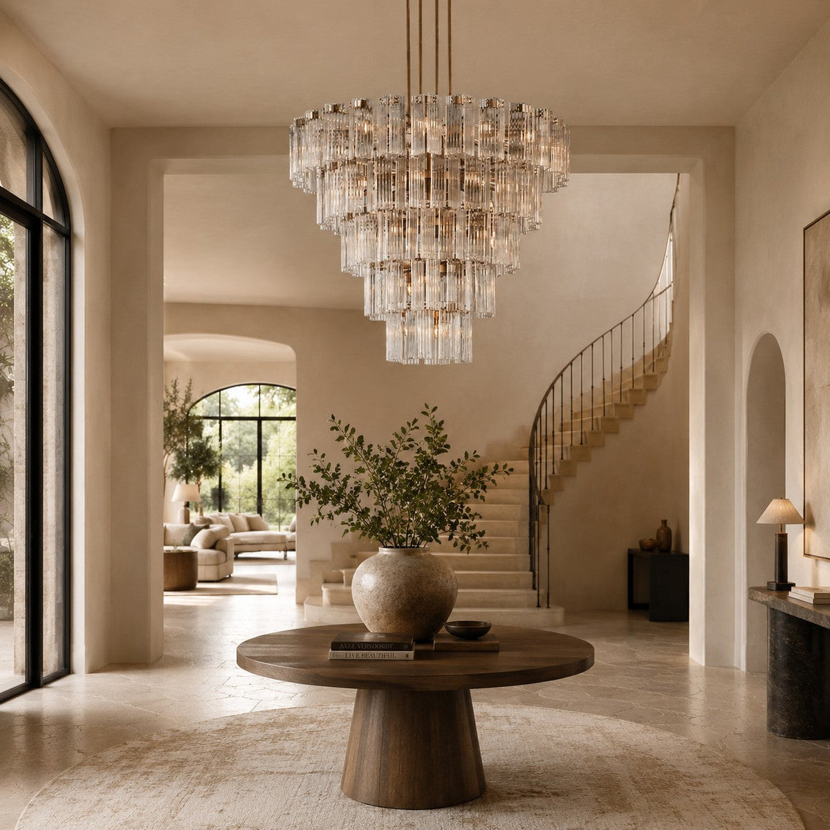 Norris Art Glass Round Chandelier 60"