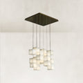 Nura Cube Natural Alabaster 18-Light Square Chandelier 27"L