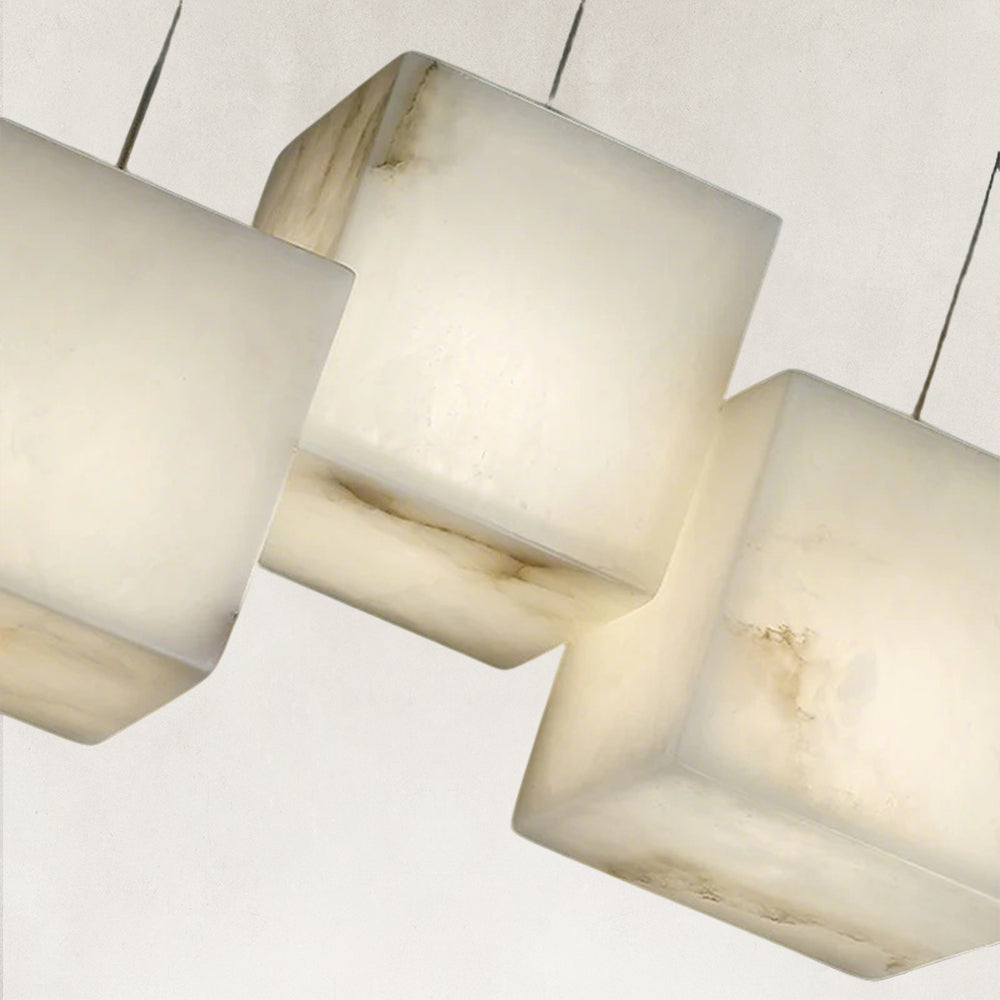 Nura Cube Natural Alabaster 10-Light Linear Pendant 46"W