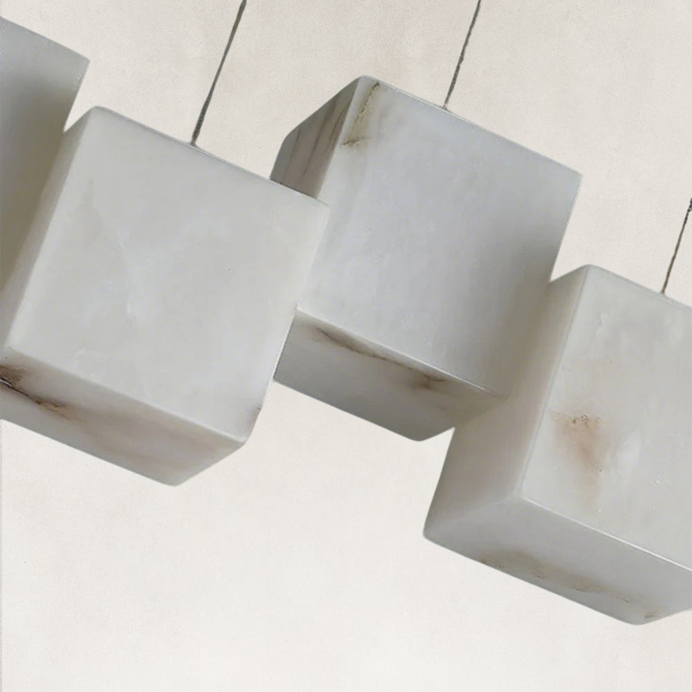 Nura Cube Natural Alabaster 10-Light Linear Pendant 46"W