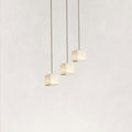 Nura Cube Natural Alabaster 3-Light Round Chandelier 8"D
