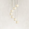 Nura Cube Natural Alabaster 7-Light Round Chandelier 12"D