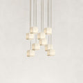 Nura Cube Natural Alabaster 9-Lights Round Chandelier 14"D