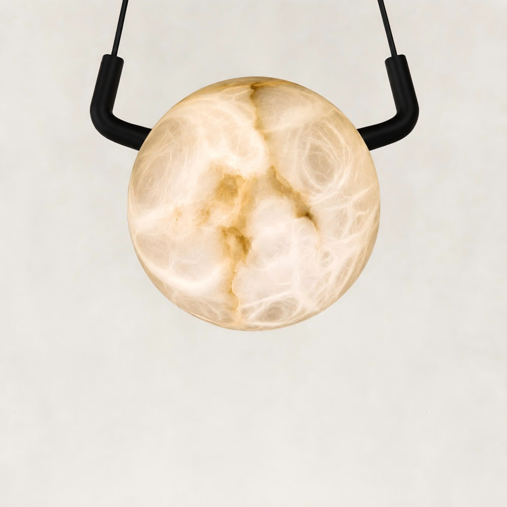 Orbital Cluster Alabaster 6-Light Chandelier 27"D