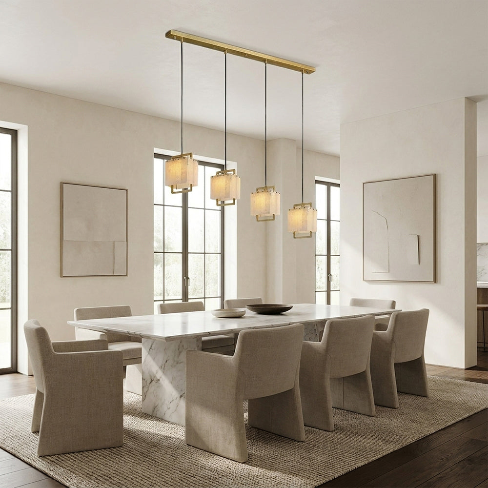 Orivan Alabaster 4-Light Cluster Dome Chandelier 36"W