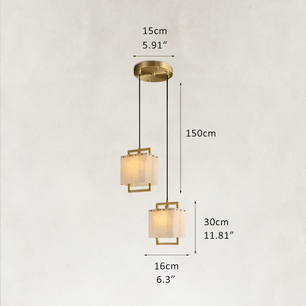 Orivan Alabaster 2-Light Cluster Dome Chandelier 6"D