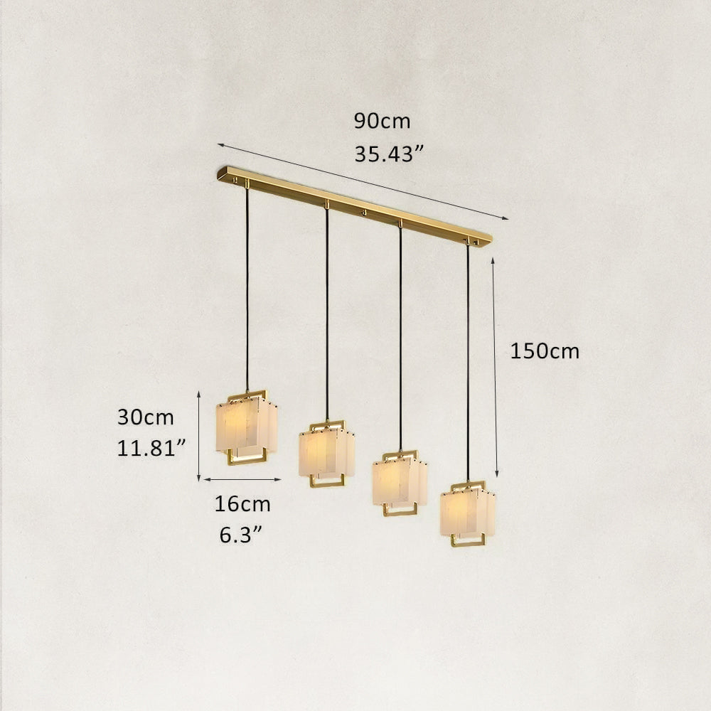 Orivan Alabaster 4-Light Cluster Dome Chandelier 36"W