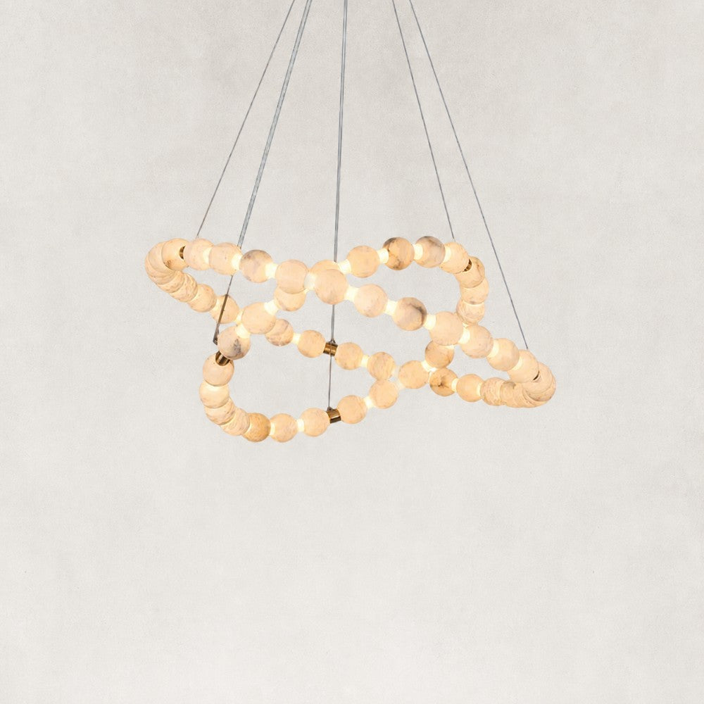 Pearl Double Circle Alabaster Chandelier 32"D