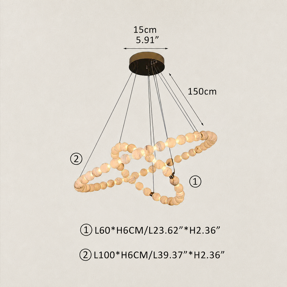Pearl Double Circle Alabaster Chandelier