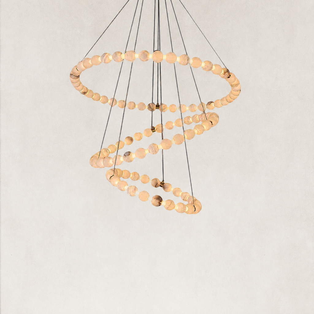 Pearl Triple Circle Alabaster Chandelier