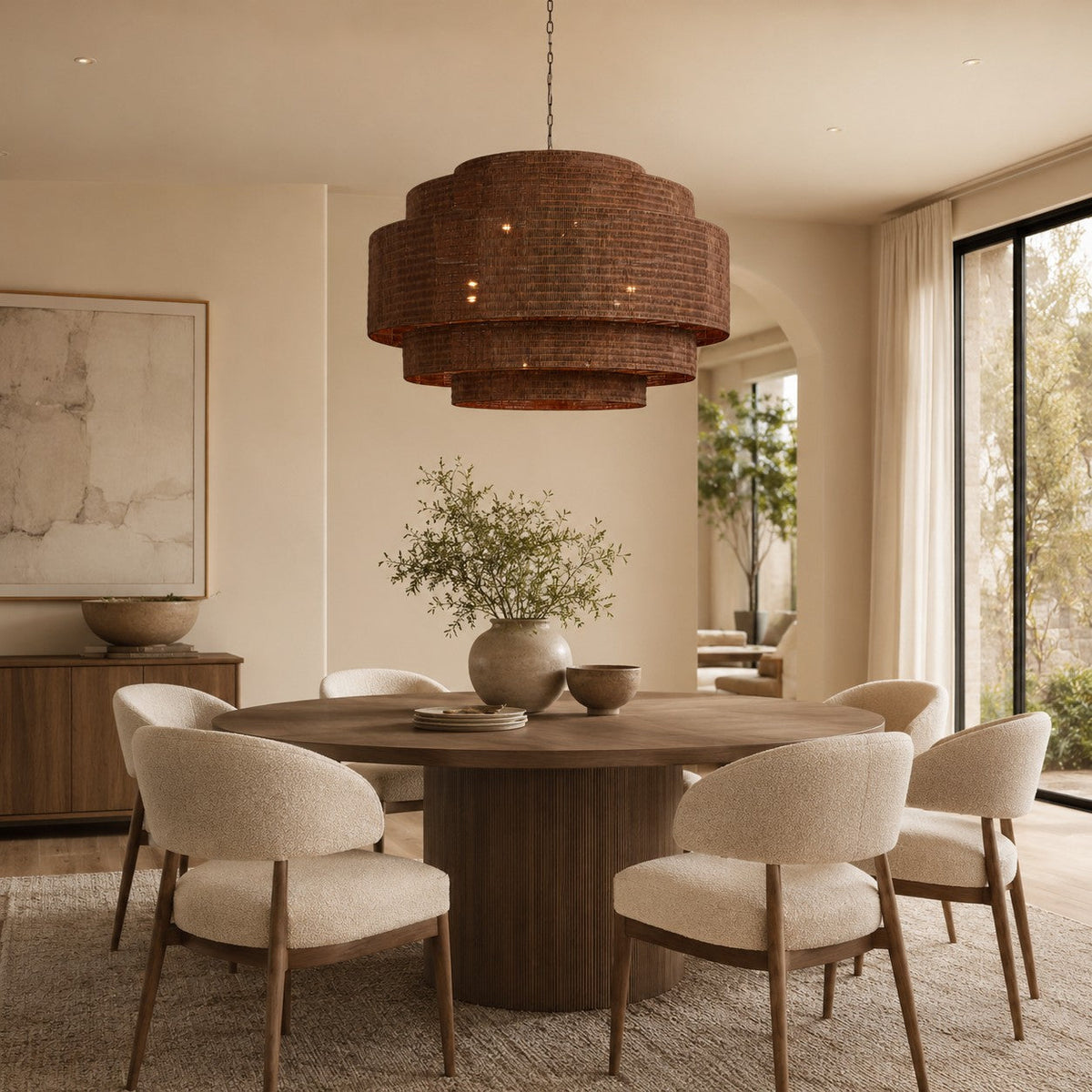 Penn Rattan Chandelier 52"