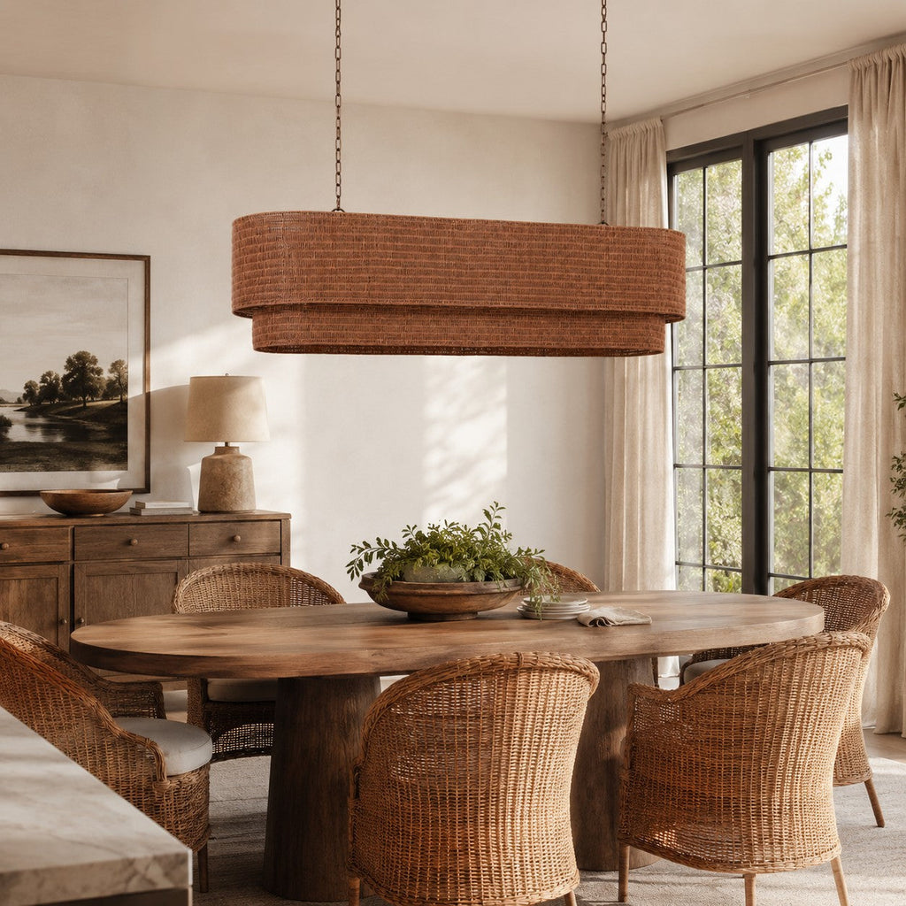 Penn Rattan Linear Chandelier