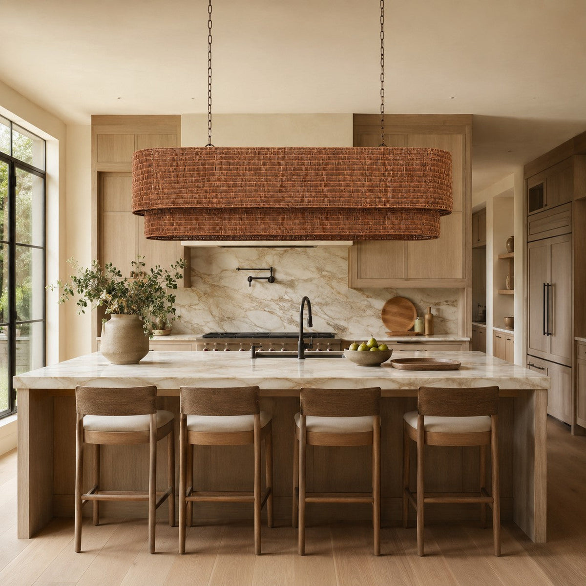 Penn Rattan Linear Chandelier