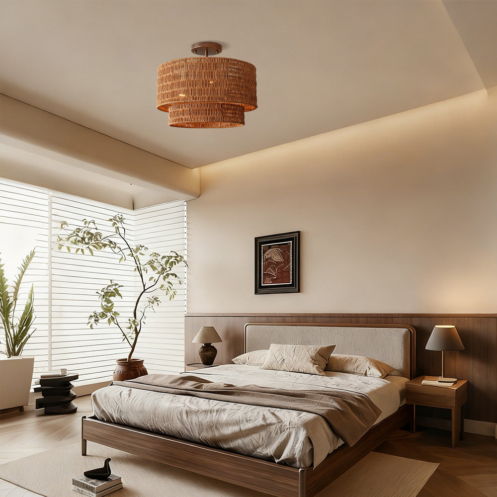 Penn Rattan Flush Mount