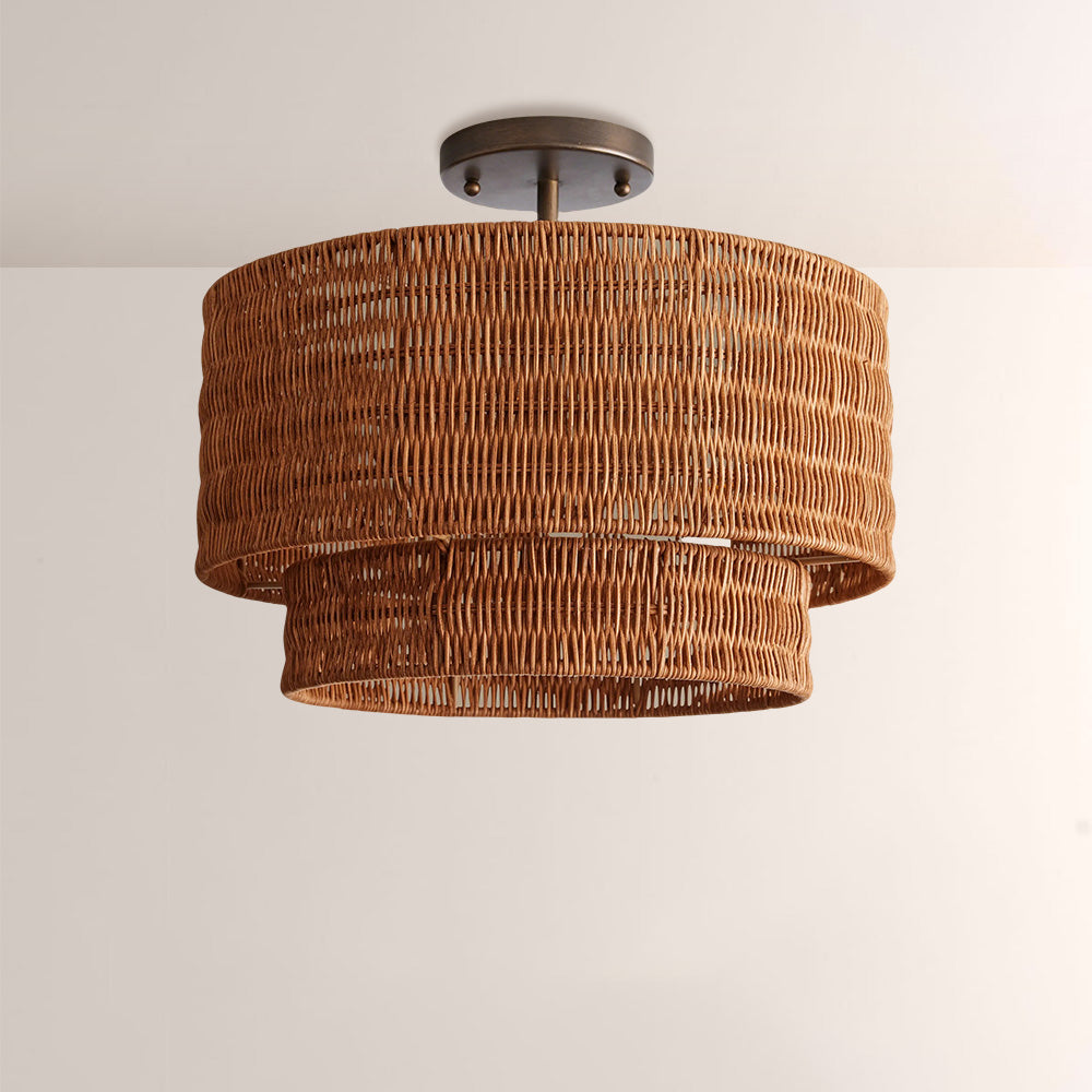 Penn Rattan Flush Mount