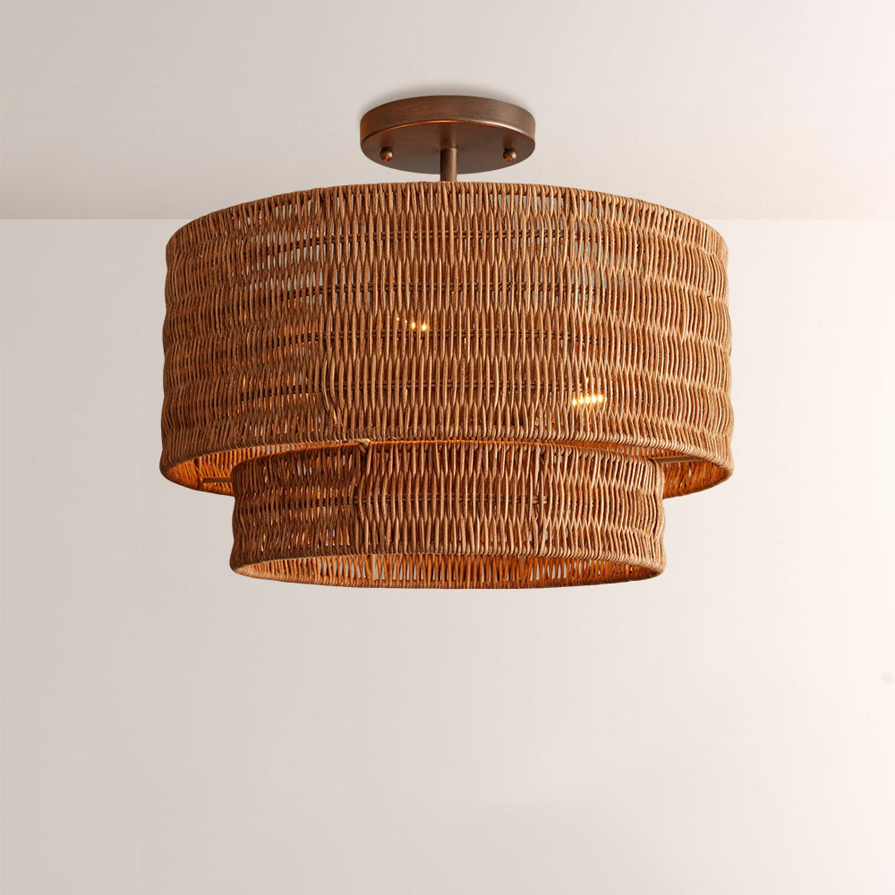 Penn Rattan Flush Mount