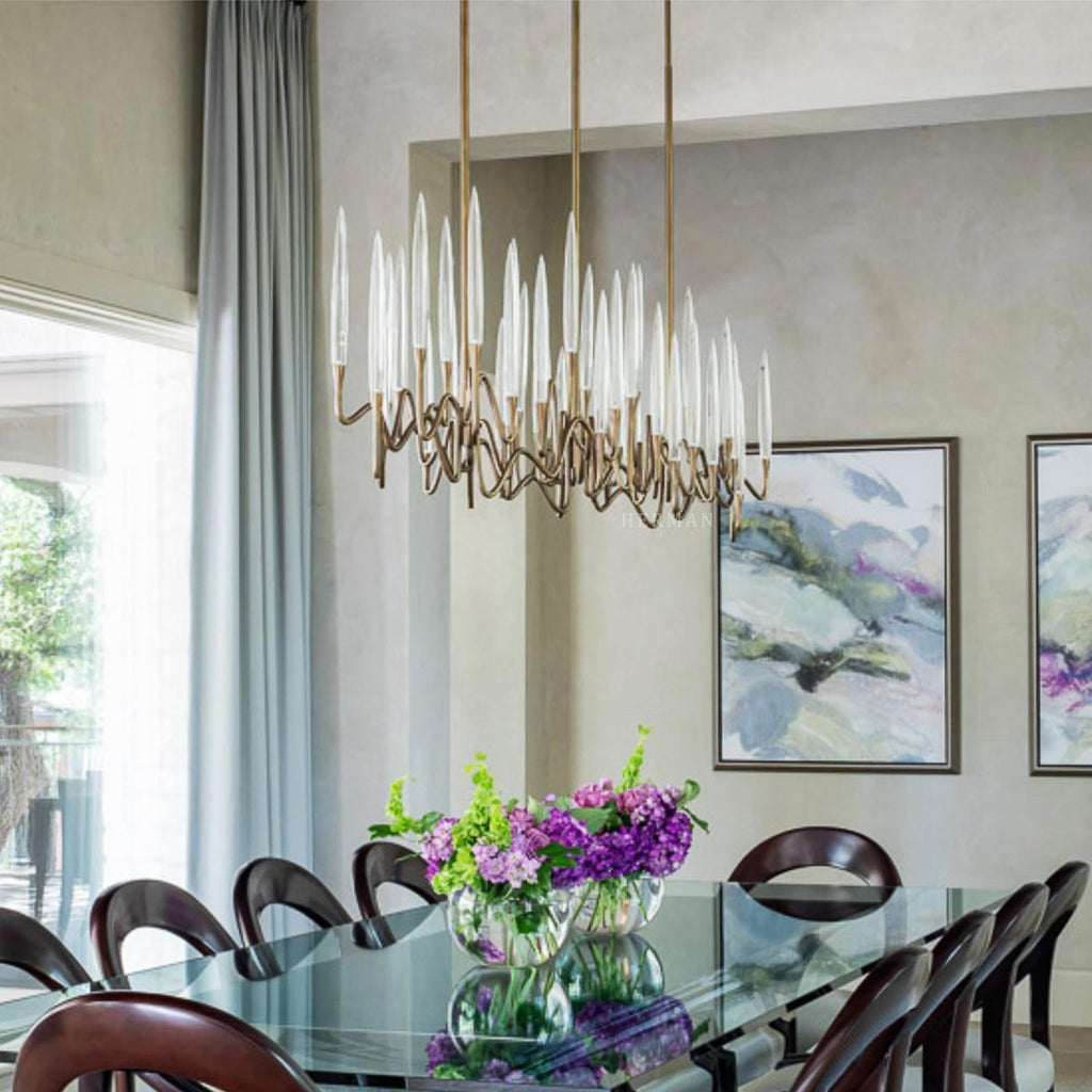 Pezzo Crystal Long Chandelier L78'' 59'' 40''
