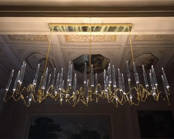 Custom Size Pezzo Crystal Long Chandelier L70''